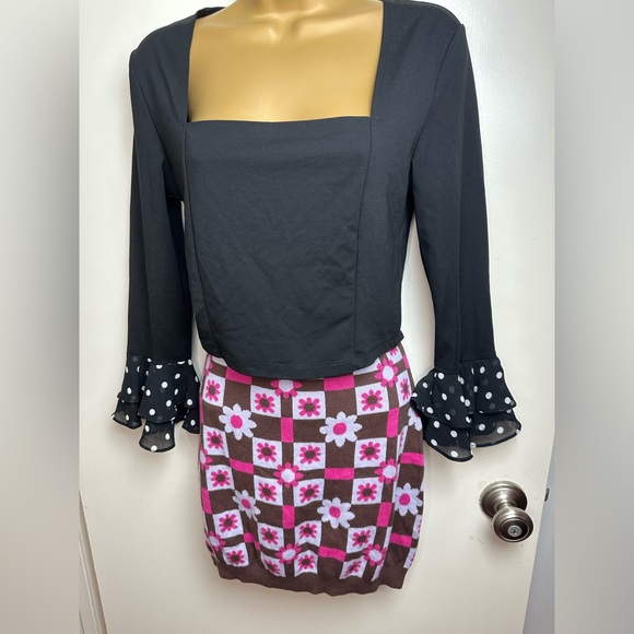 DELIA*S X Dolls Kill 2Pc Lot:Met Your Match Floral Skirt & Polka Dot Top NWT S - Picture 1 of 16